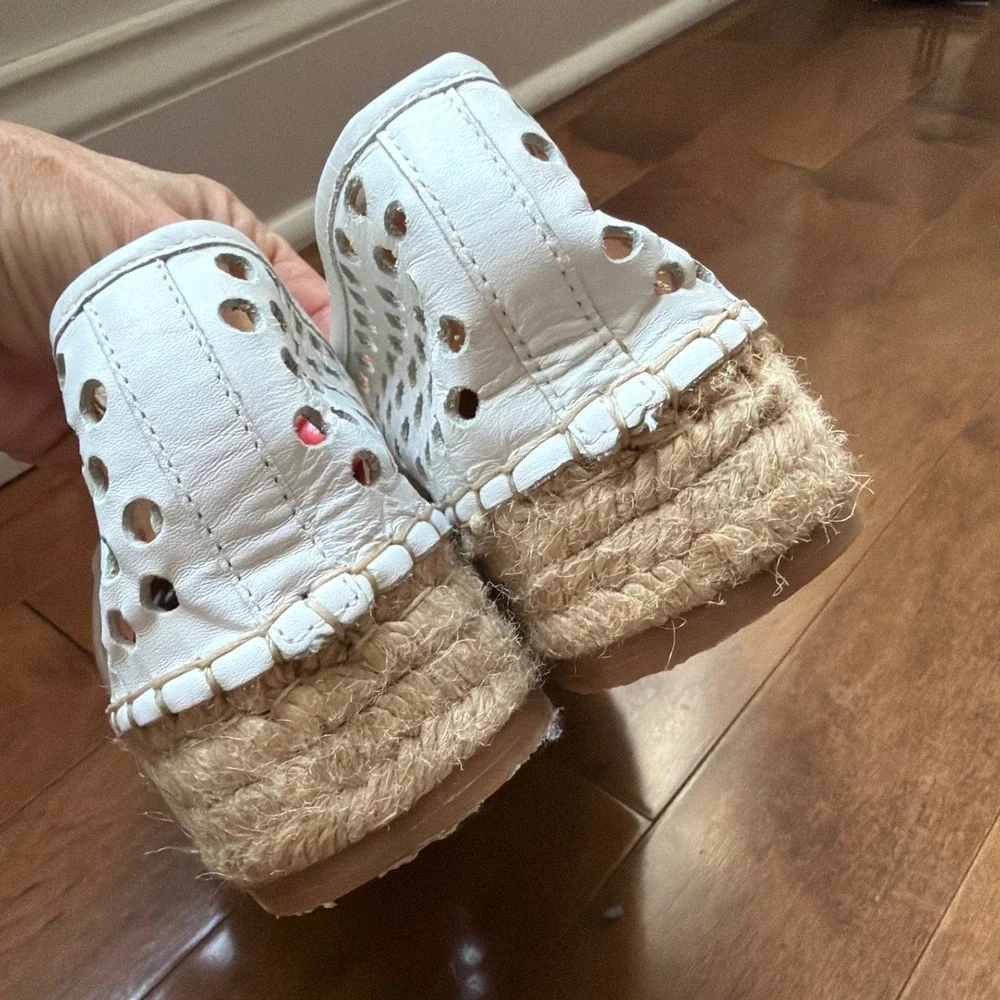 Loeffler Randall Leather Perforated Mariko Espadrille Platform Flats Sz 7.5